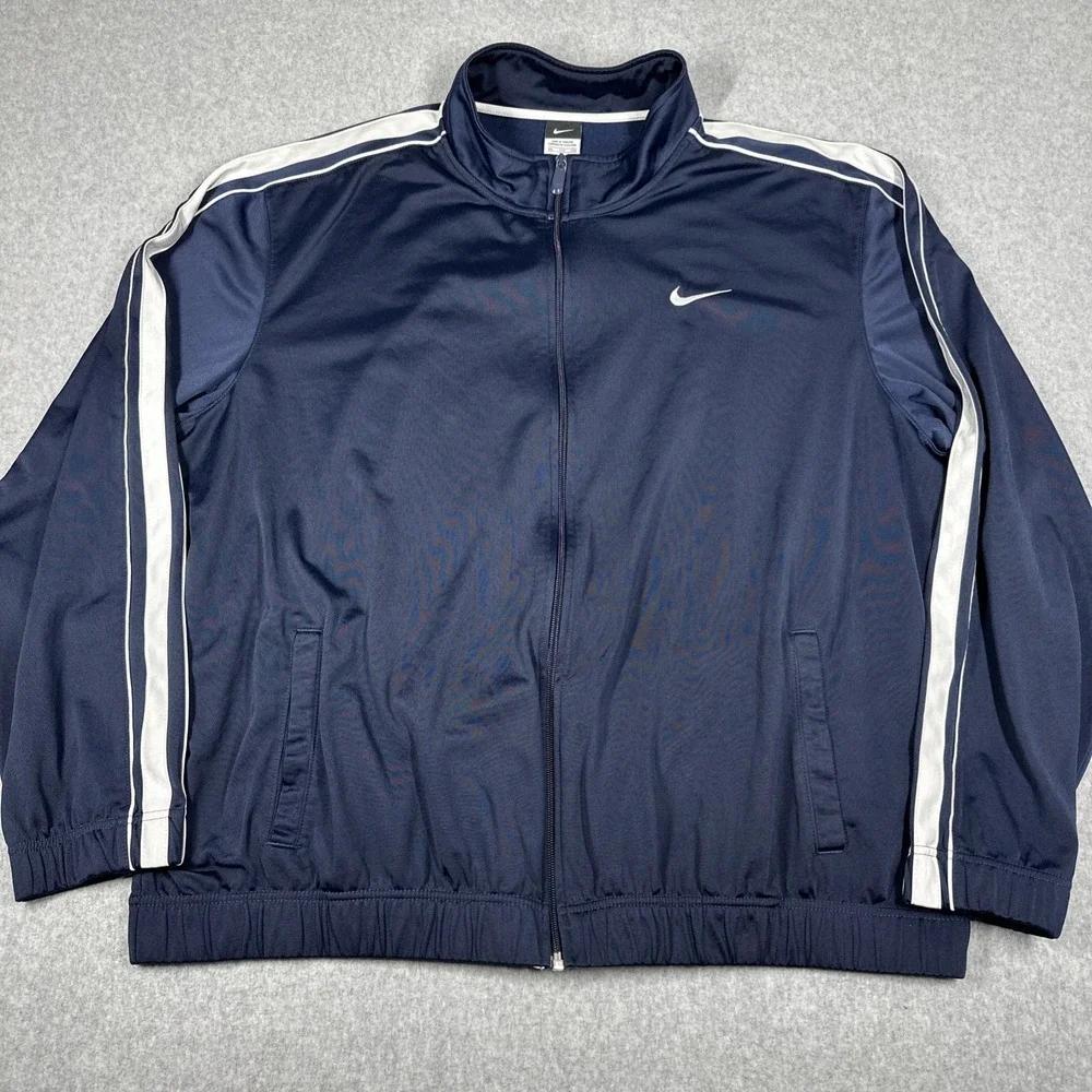 Nike Basketball Full Zip Track Jacket Men's Size XXL Navy Blue Gym 411218 Y2K